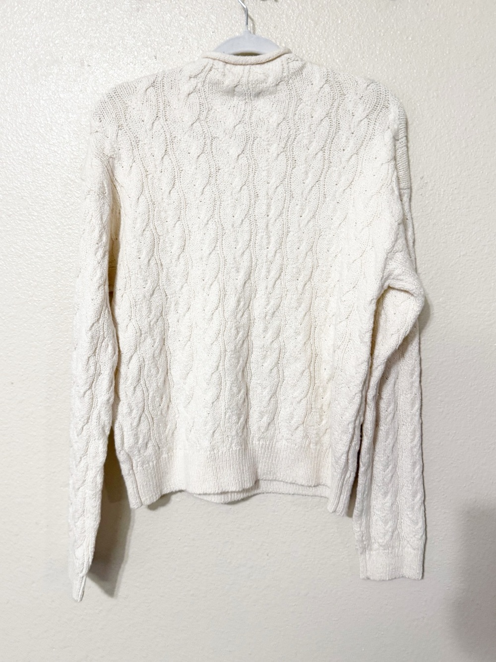 JCrew Cable Knit Mock Roll Neck Sweater in Natural Cream Size Large NEW CP349 - Picture 3 of 6